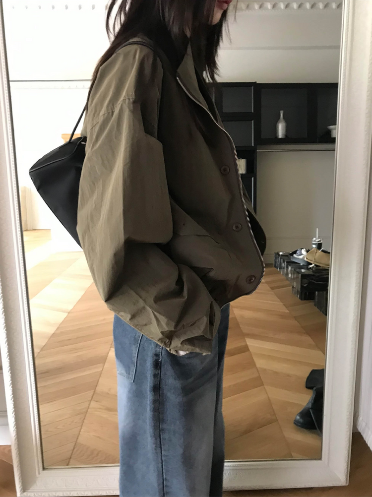 高質立領排鈕細節外套