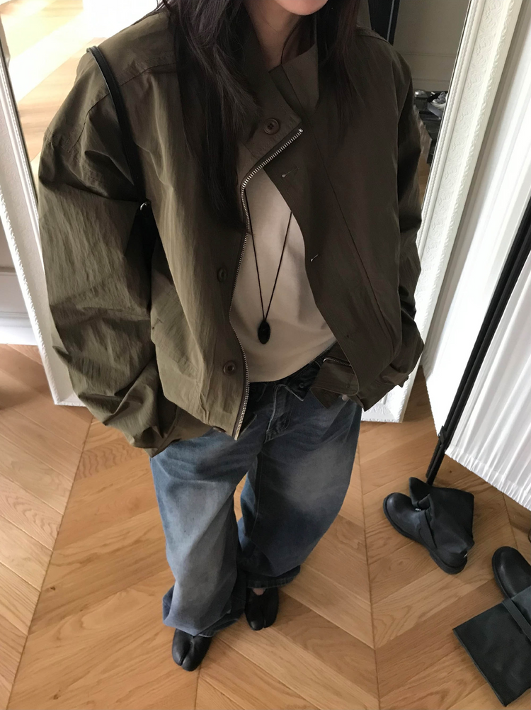 高質立領排鈕細節外套