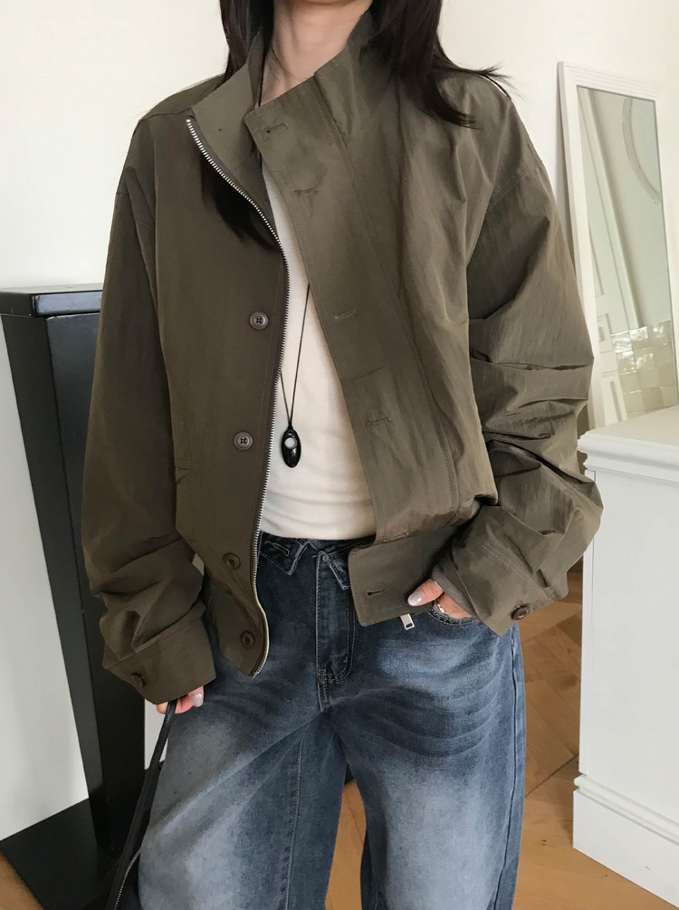 高質立領排鈕細節外套