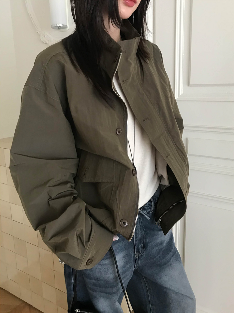 高質立領排鈕細節外套