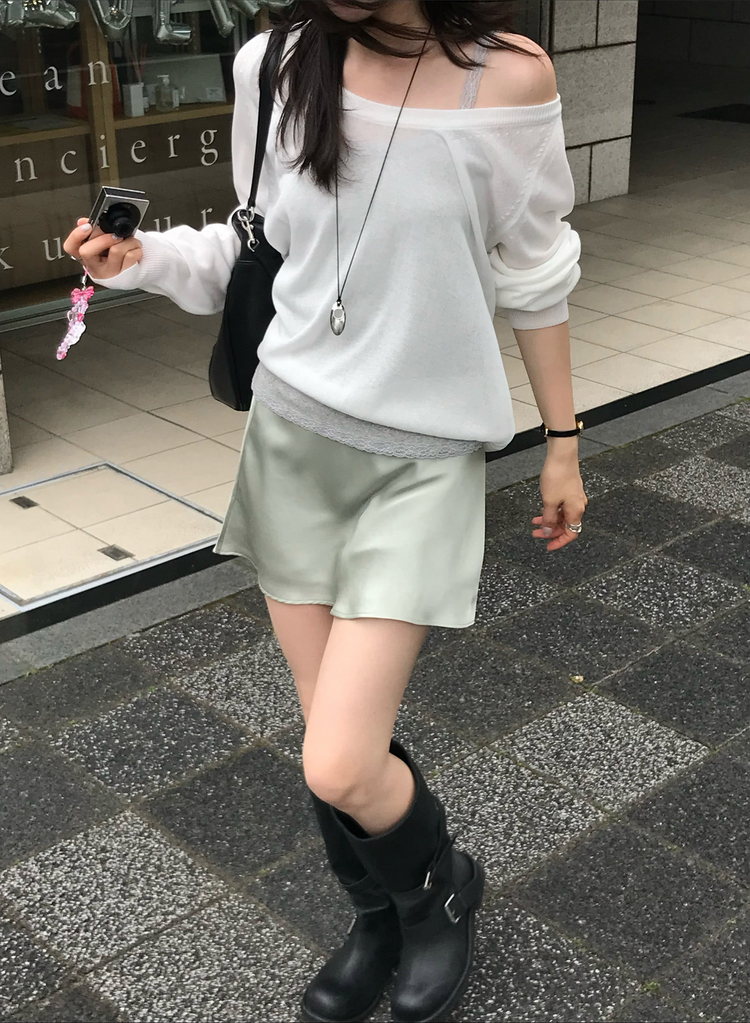 微透膚U領針織上衣
