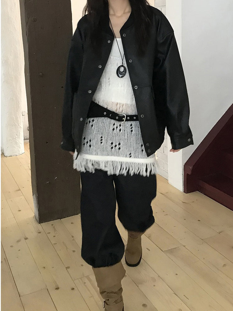 透膚縷空流蘇細節針織背心