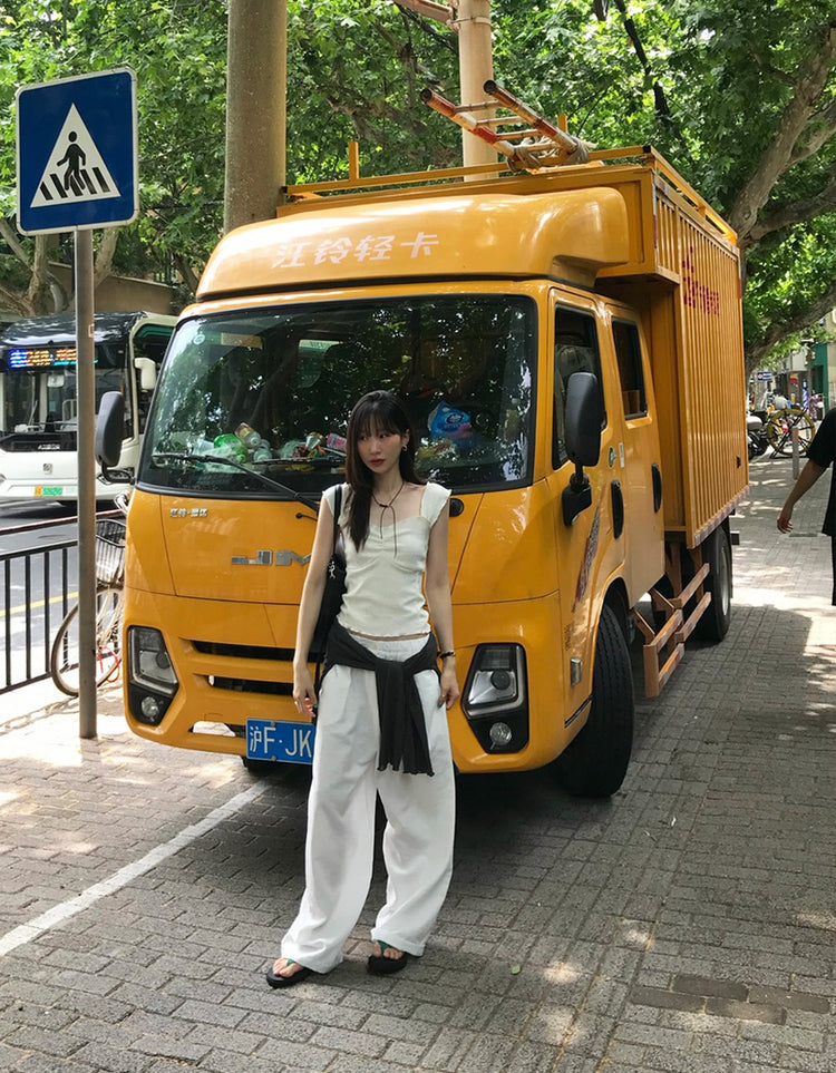 皺皺紋理胸壓線細節上衣