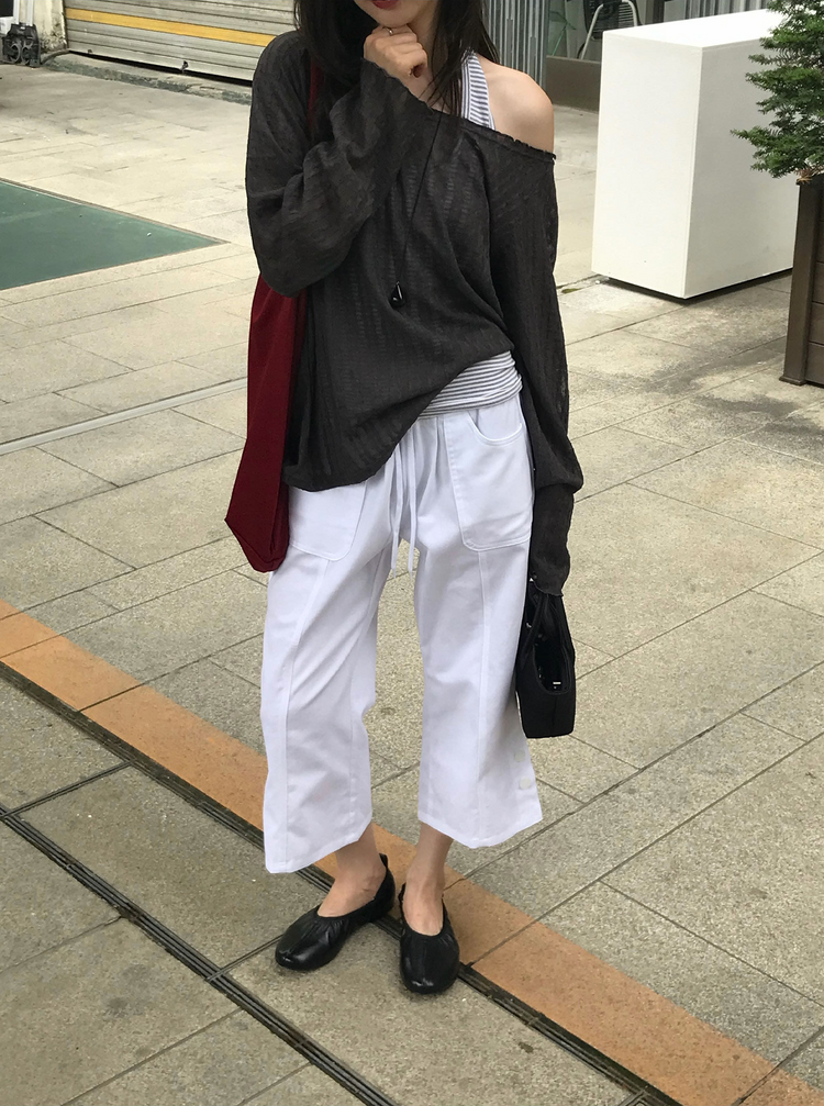 條紋掛脖上衣