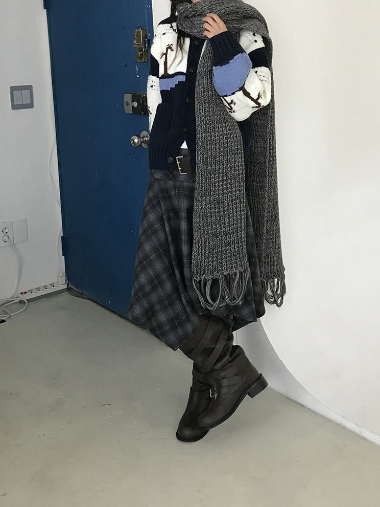 格紋不規則下擺半裙