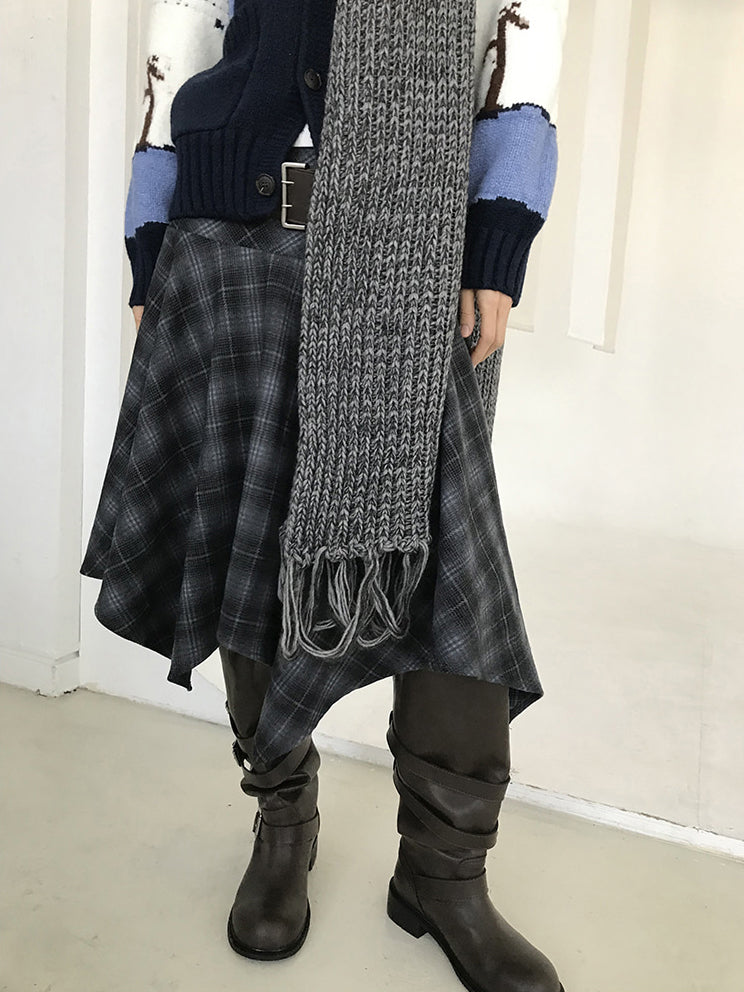 格紋不規則下擺半裙