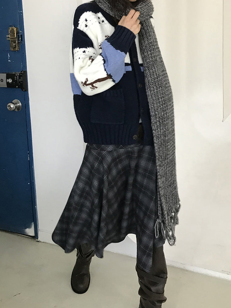 格紋不規則下擺半裙