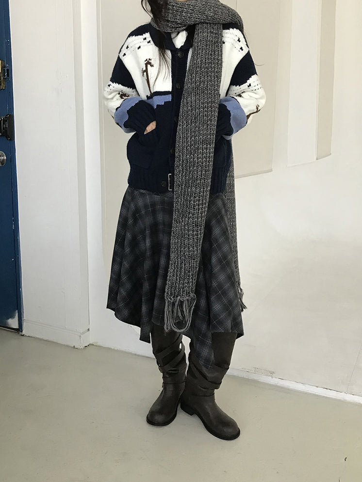 格紋不規則下擺半裙