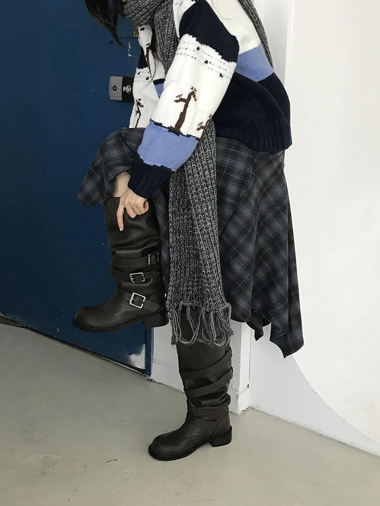 格紋不規則下擺半裙