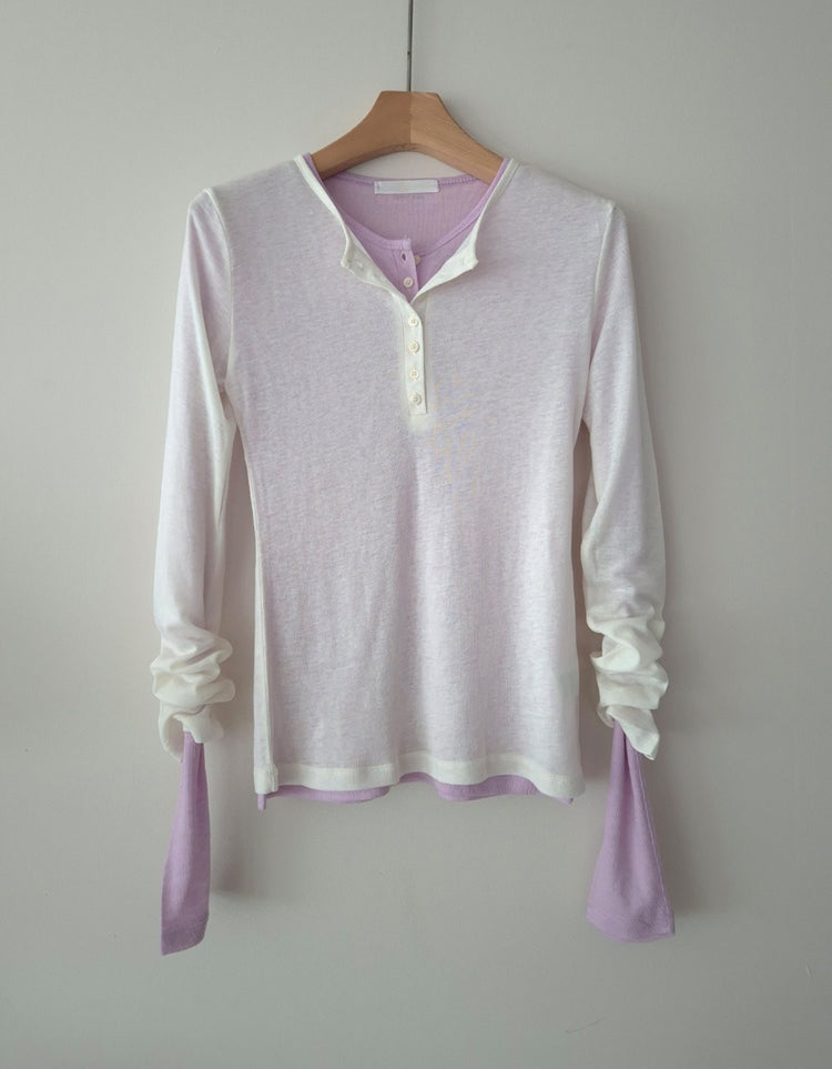 微透美色亨利領修身上衣