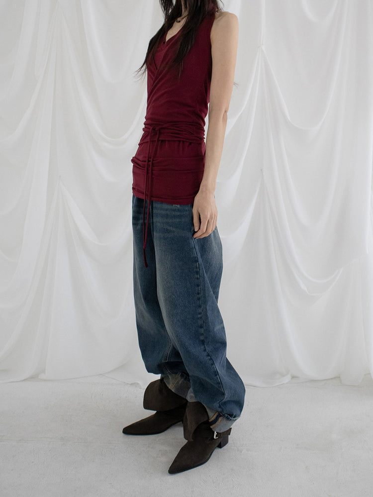 復古美色率性牛仔闊褲