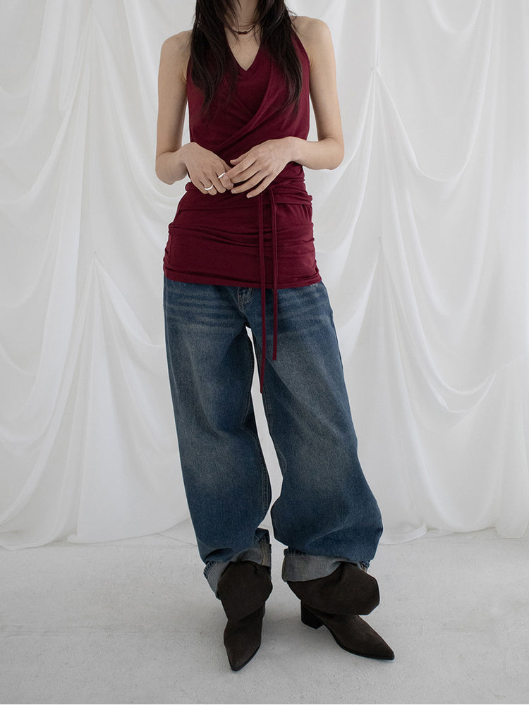 復古美色率性牛仔闊褲