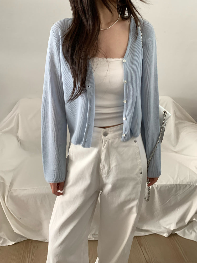 微透膚坑紋針織外套