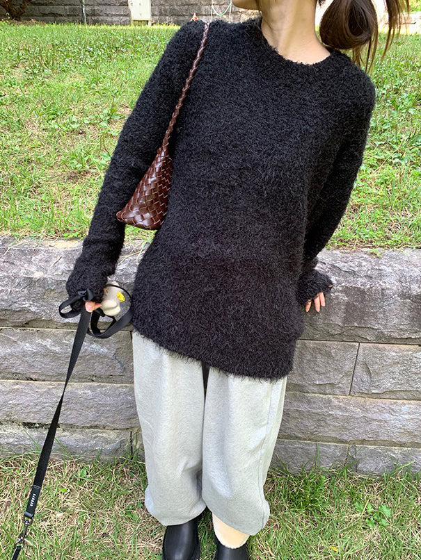 鬚毛質感寬鬆毛衣