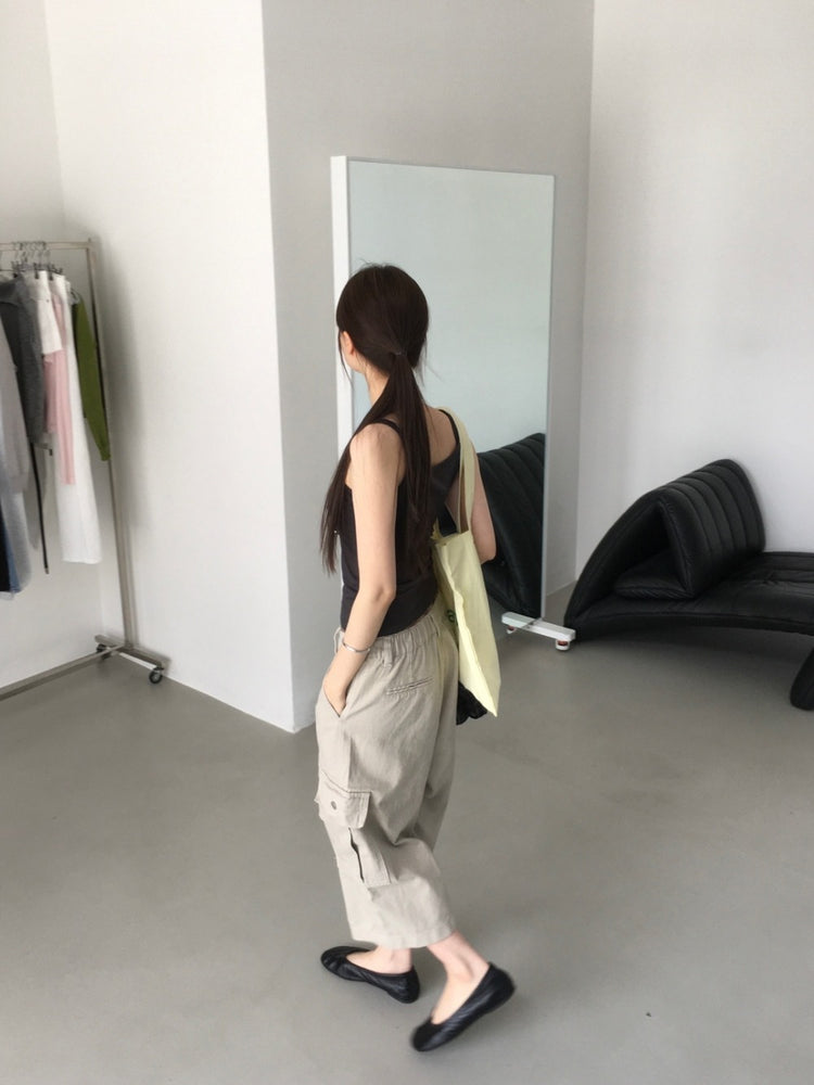 寬鬆工裝細節七分褲