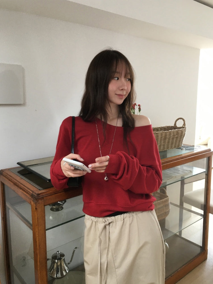 美肩U領修腰上衣