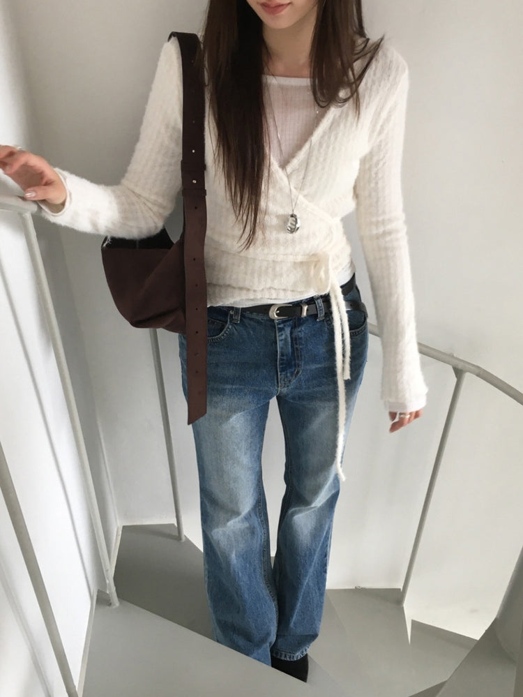 毛絨親膚綁帶細節上衣