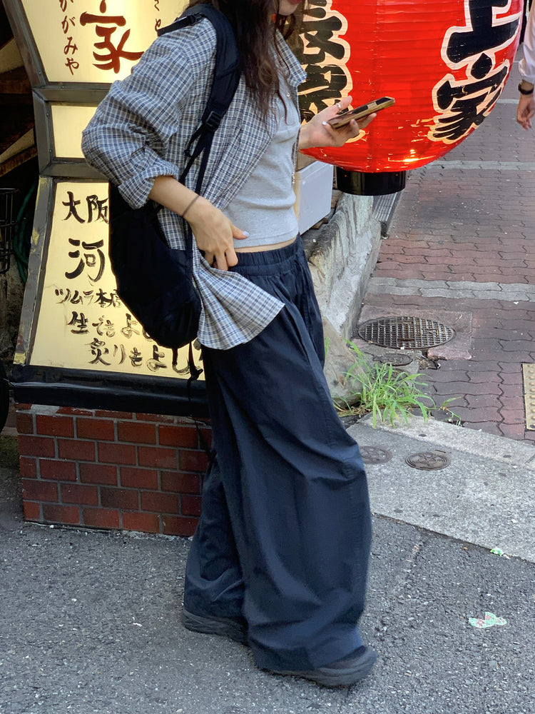 復古撞色格紋寬鬆襯衫