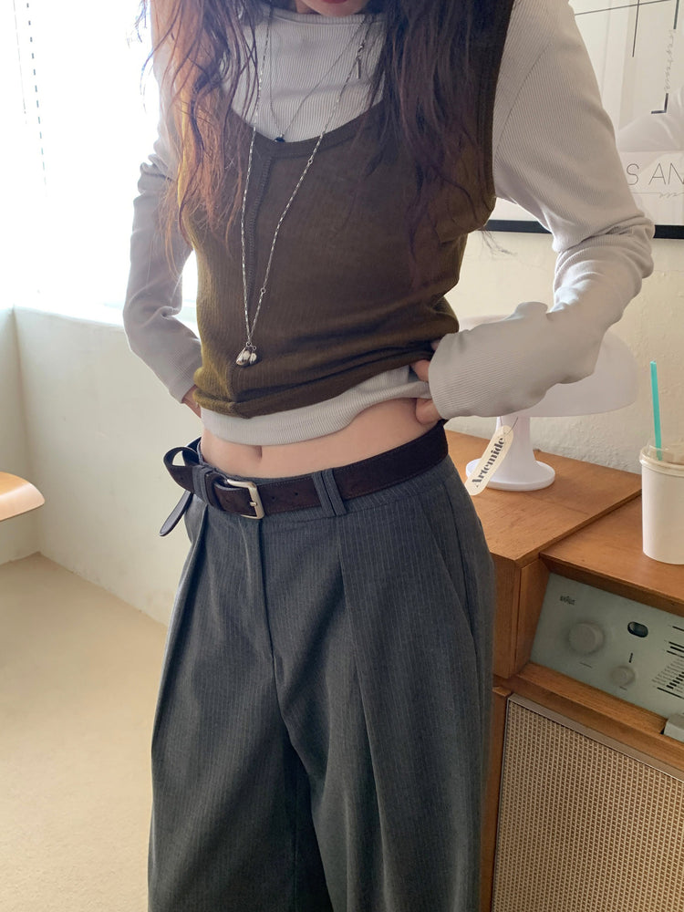 微透膚天絲排鈕上衣背心套裝