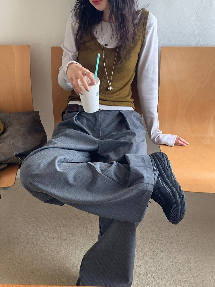 微透膚天絲排鈕上衣背心套裝