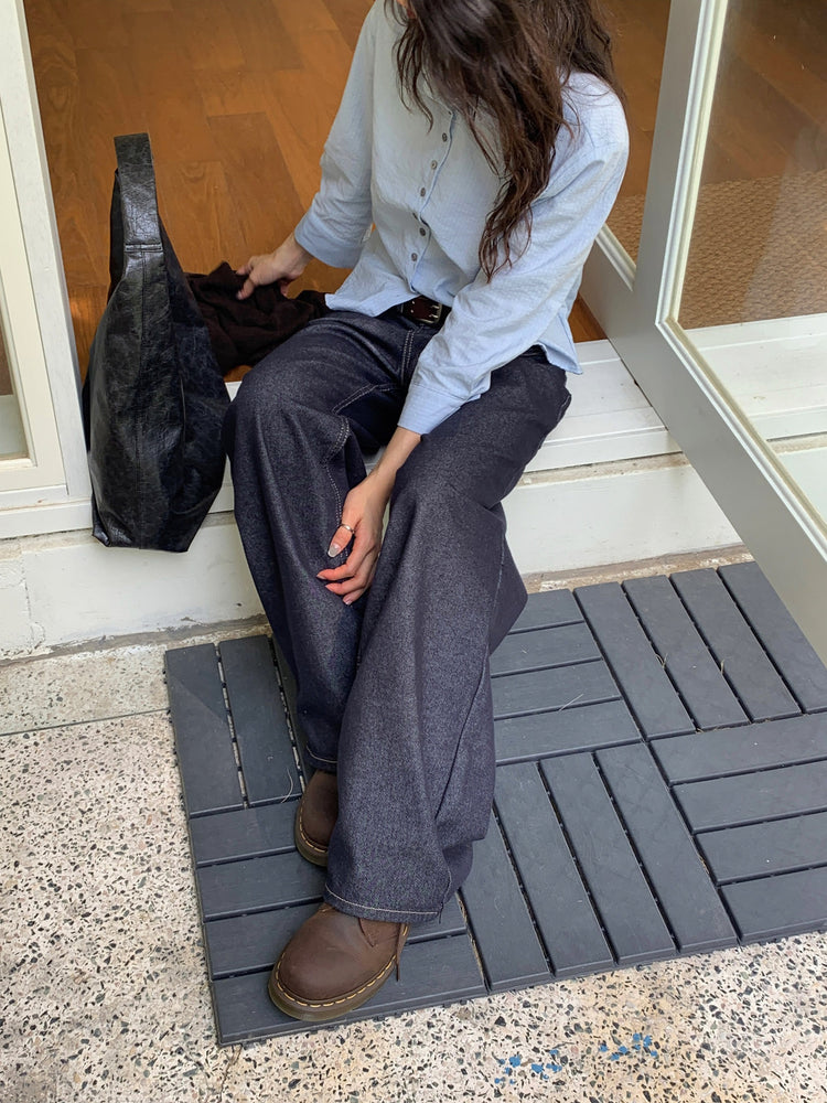 基礎明線直腿牛仔褲