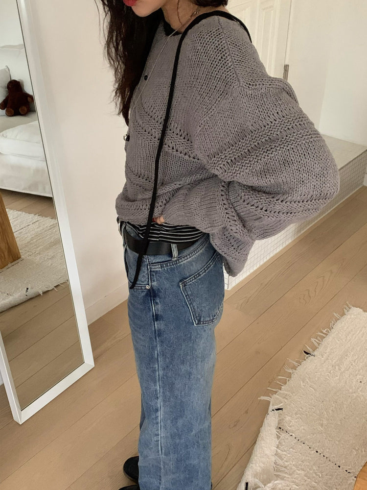 基礎復古美刷色直筒牛仔褲