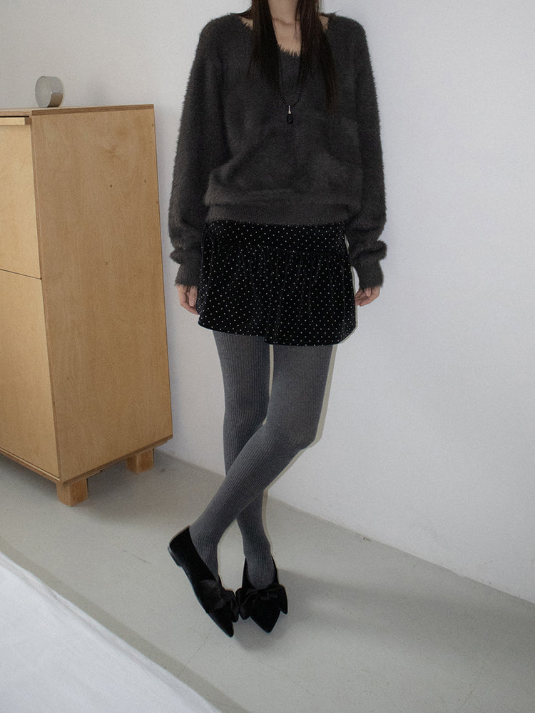 經典蝴蝶結絲絨質感尖頭鞋