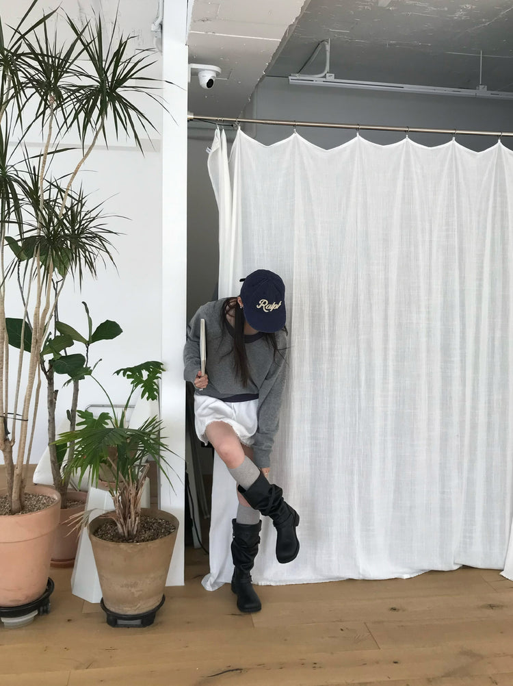 微透美色基礎袖細節上衣