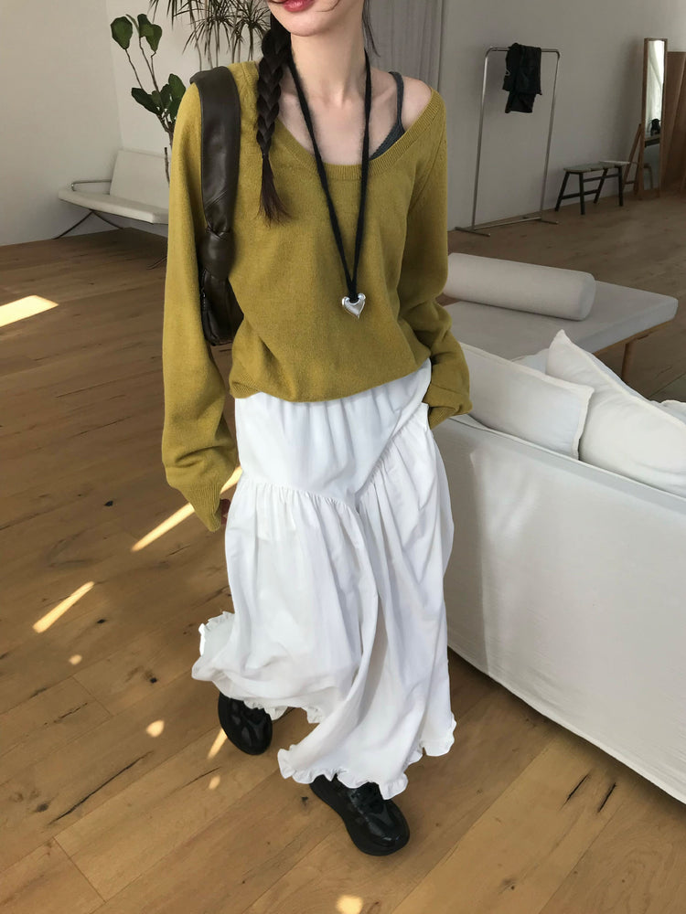 交疊蕾絲捲邊細節背心