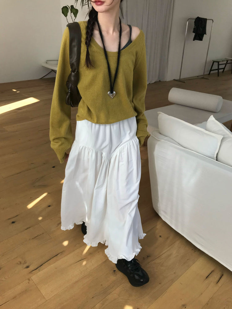 交疊蕾絲捲邊細節背心