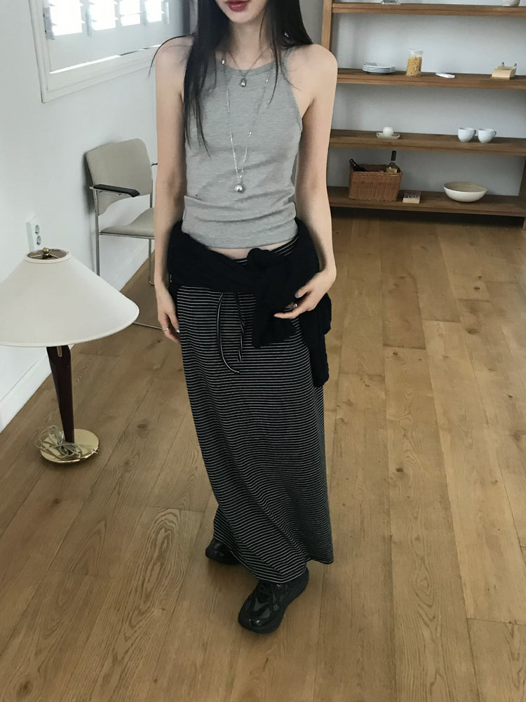 美色削肩細帶背心