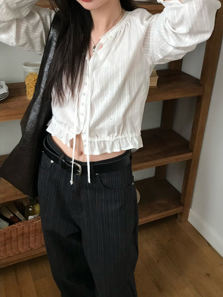 美色暗條紋質感直褲