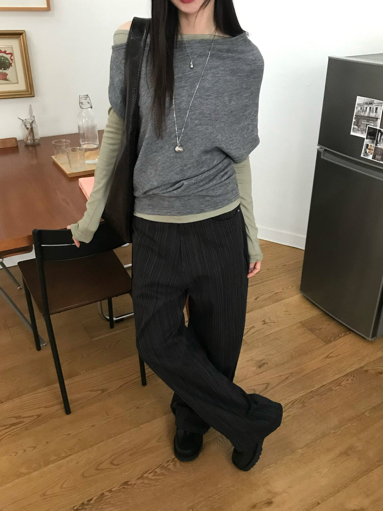 美肩堆堆細節修身上衣