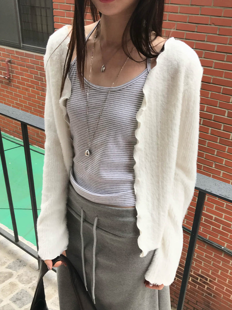 掛脖條紋修身上衣