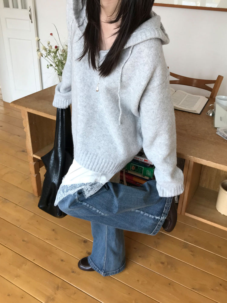 復古美刷色直闊腿牛仔褲
