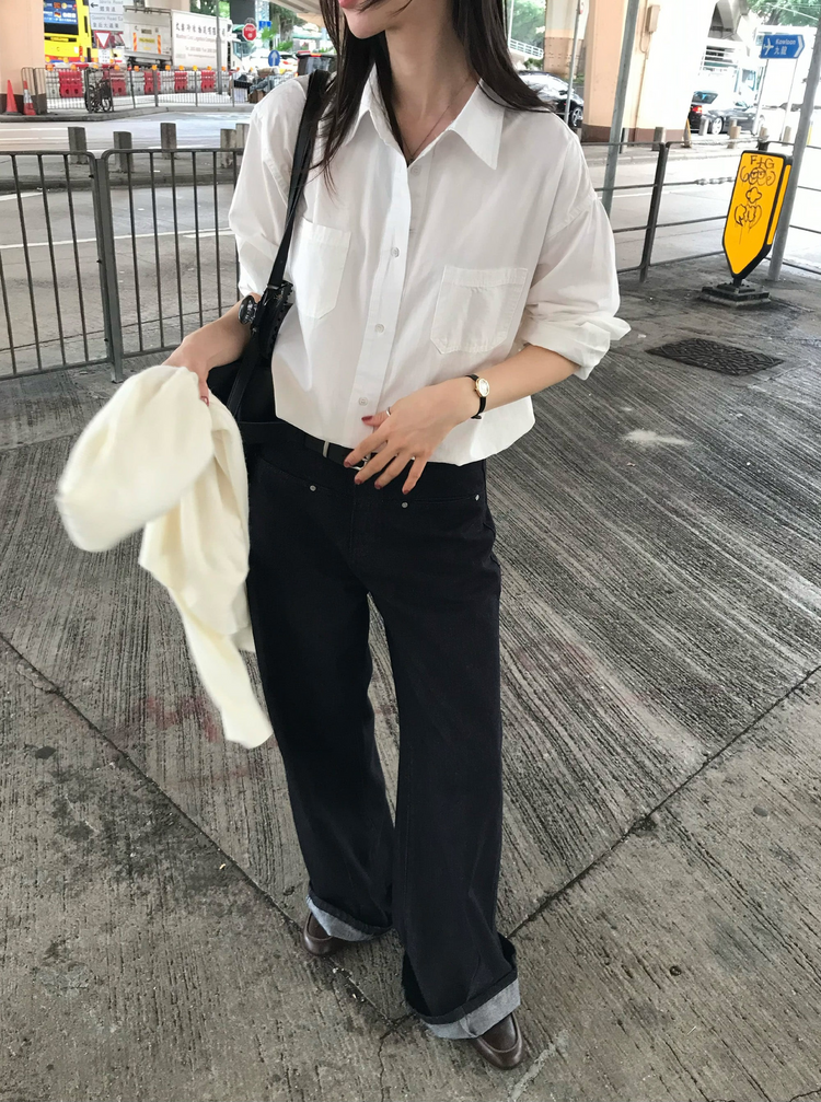 經典基礎棉質寬鬆襯衫