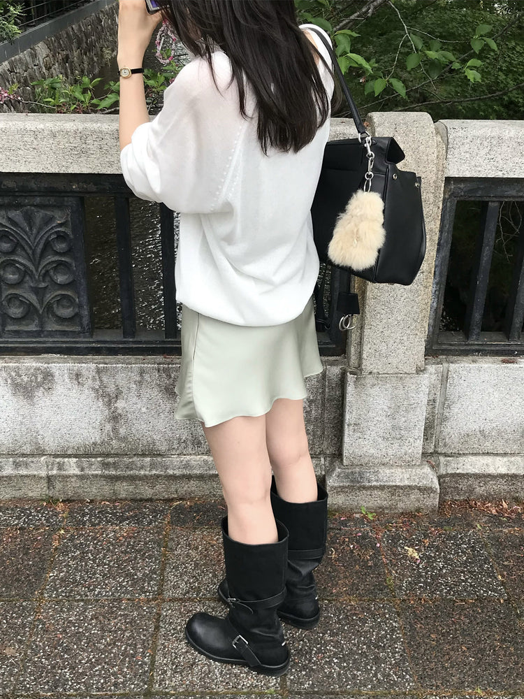 光澤感微傘短裙