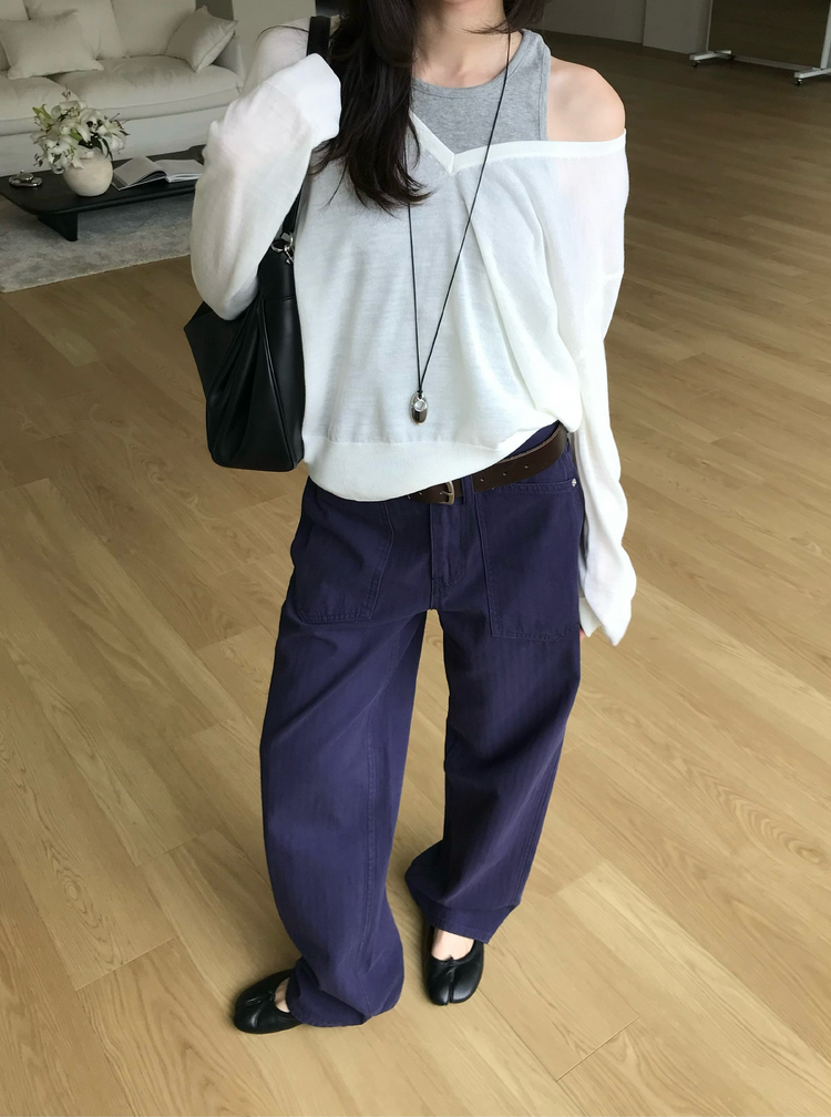 美色口袋細節直褲