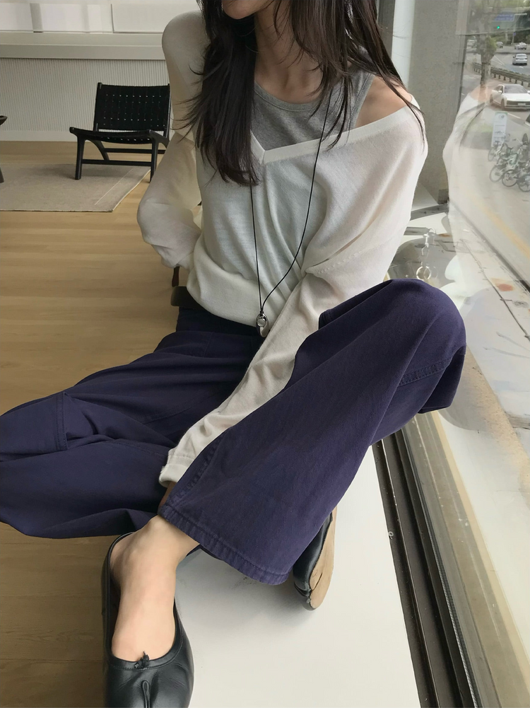 美色口袋細節直褲