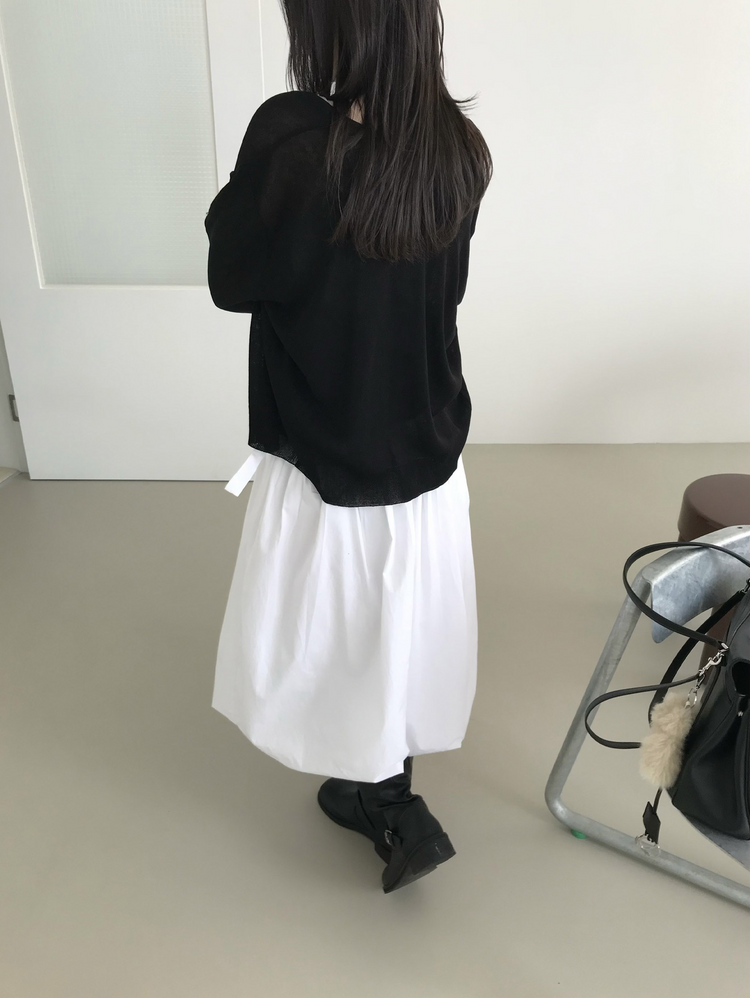 美色微透深V排鈕針織外套
