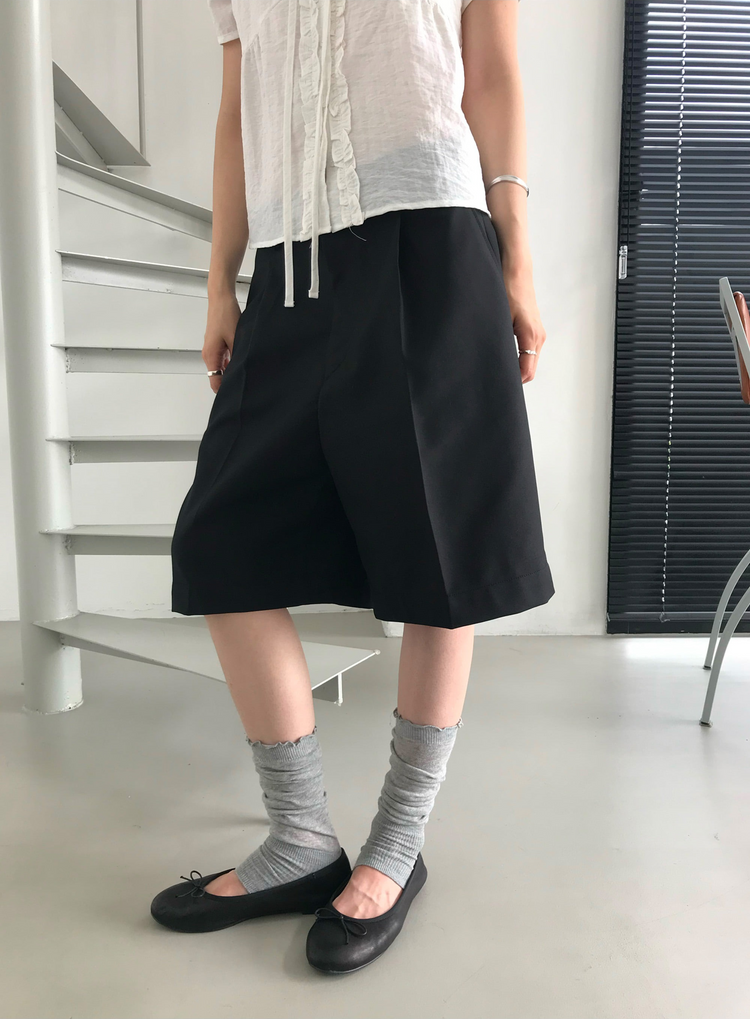 簡約單壓褶五分褲