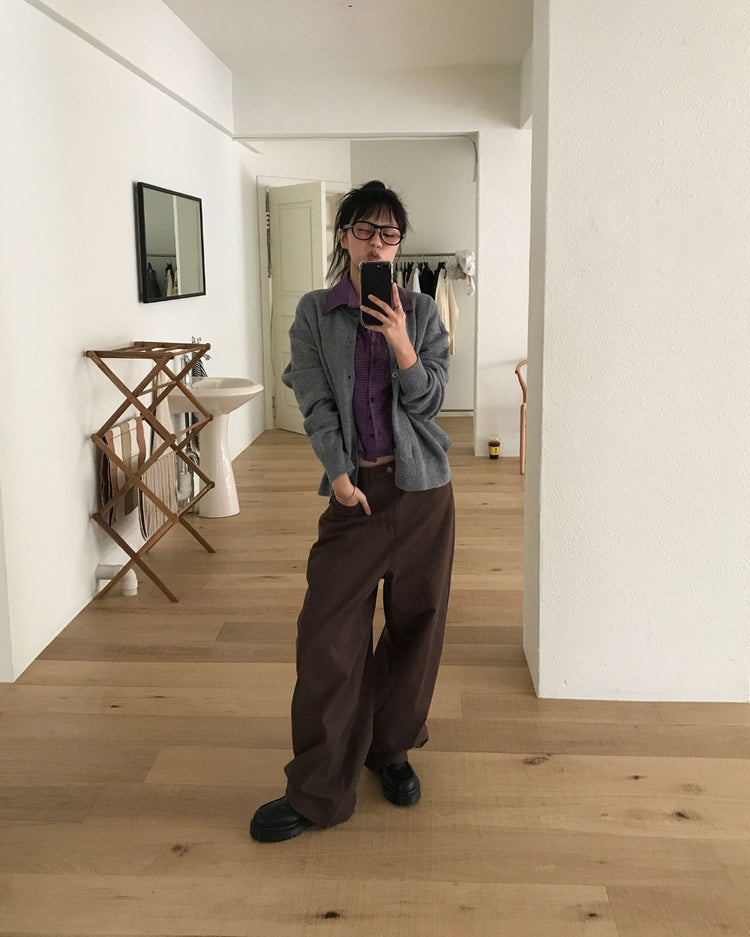 復古亮色格紋細節修腰襯衫