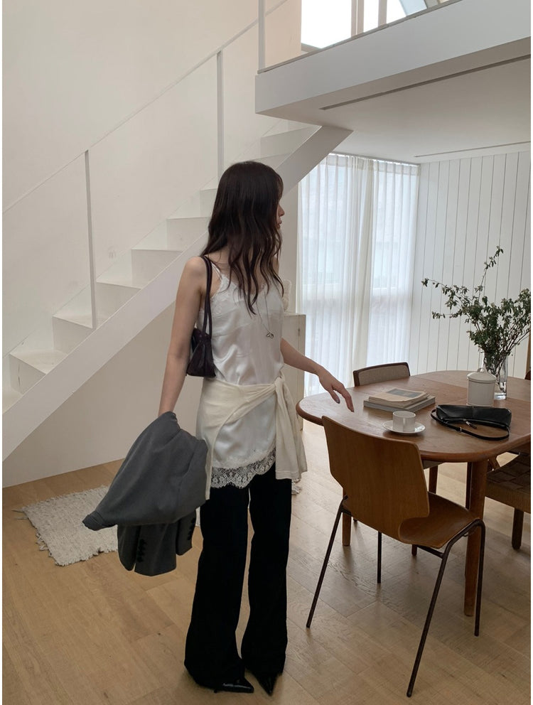 光澤感蕾絲邊修身連身裙