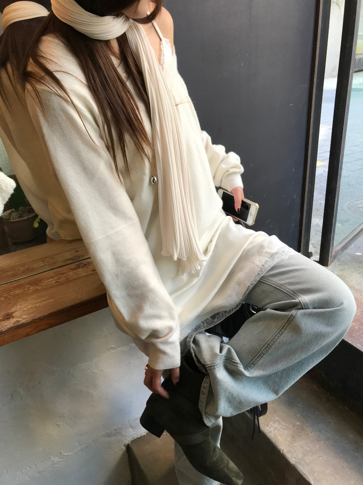 霧光蕾絲邊連身裙