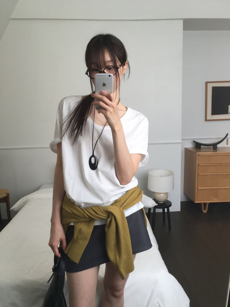美色U領線細節針織上衣