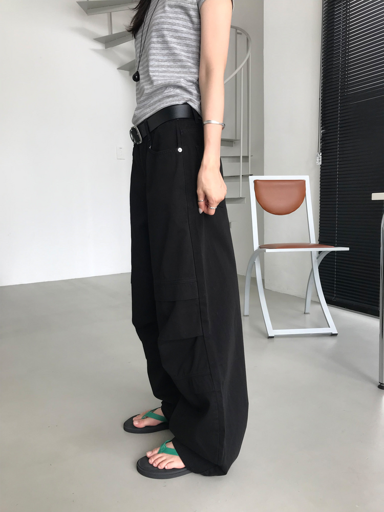 美色寬鬆層次工裝褲