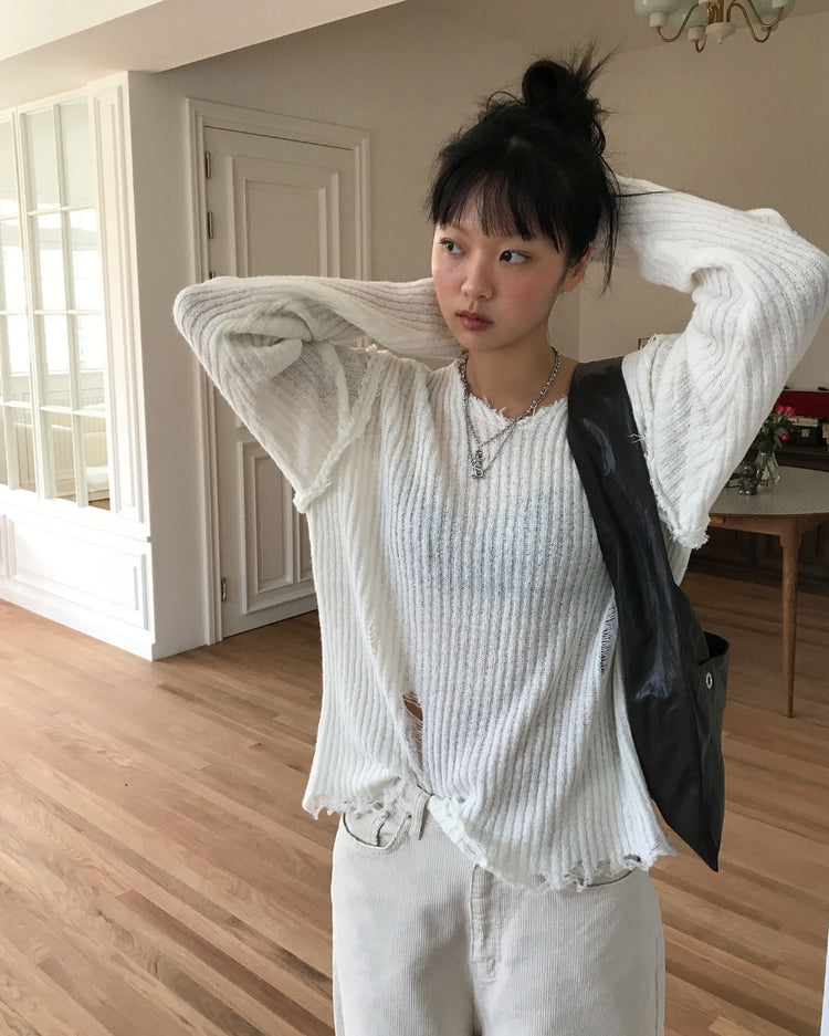 破壞感不修邊細節針織衫