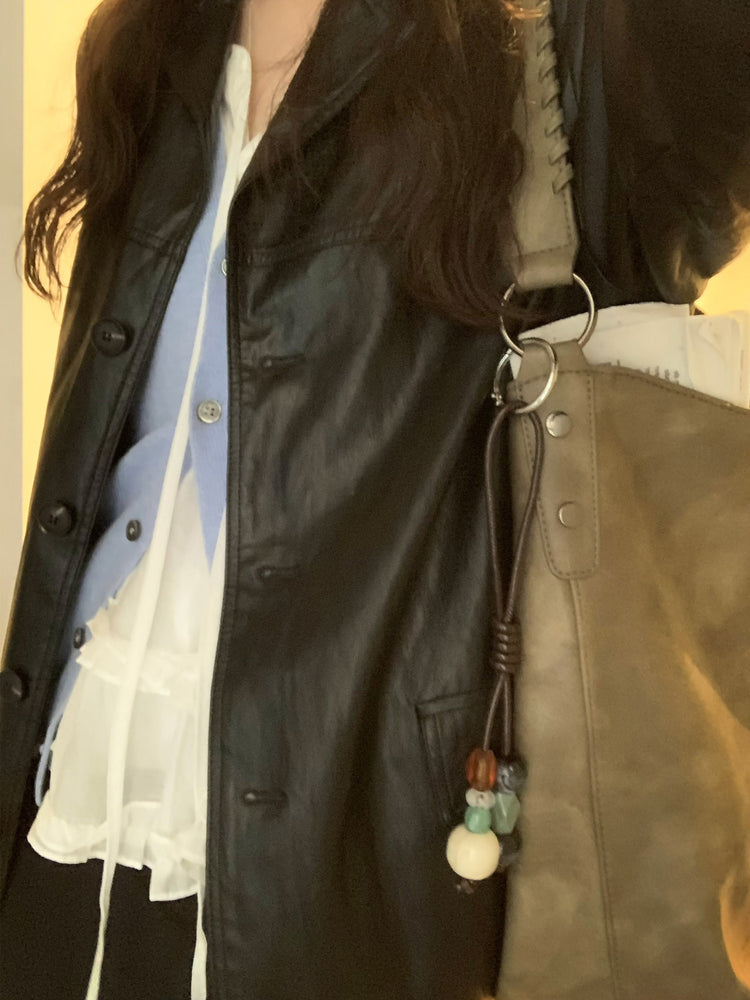 皮質/麂皮質感綁帶西外