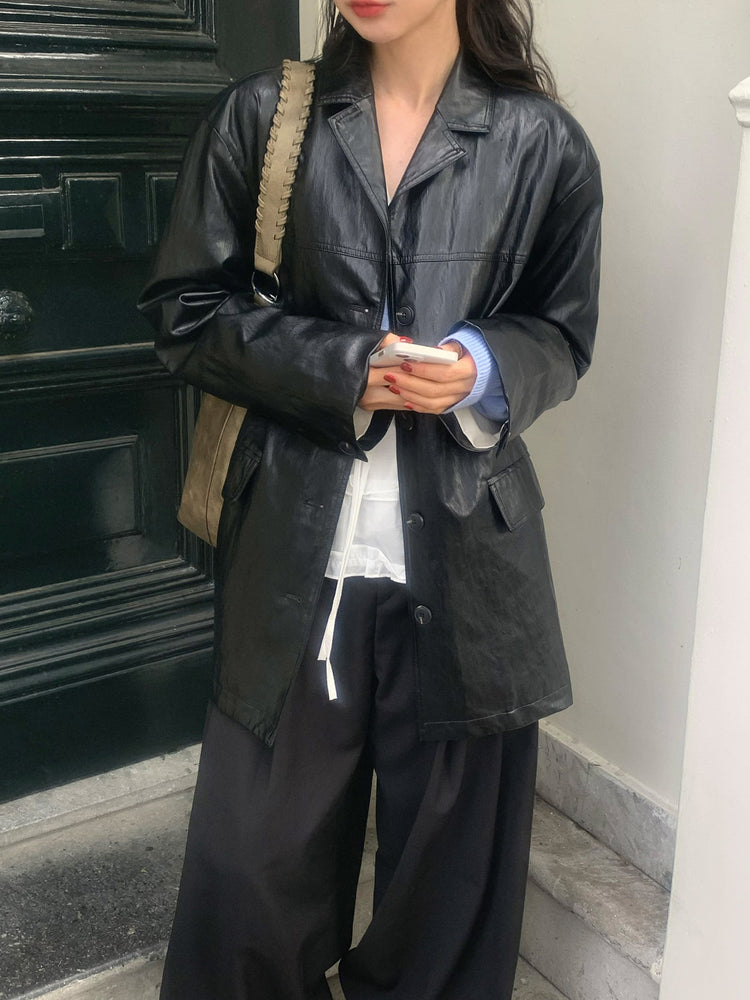 皮質/麂皮質感綁帶西外