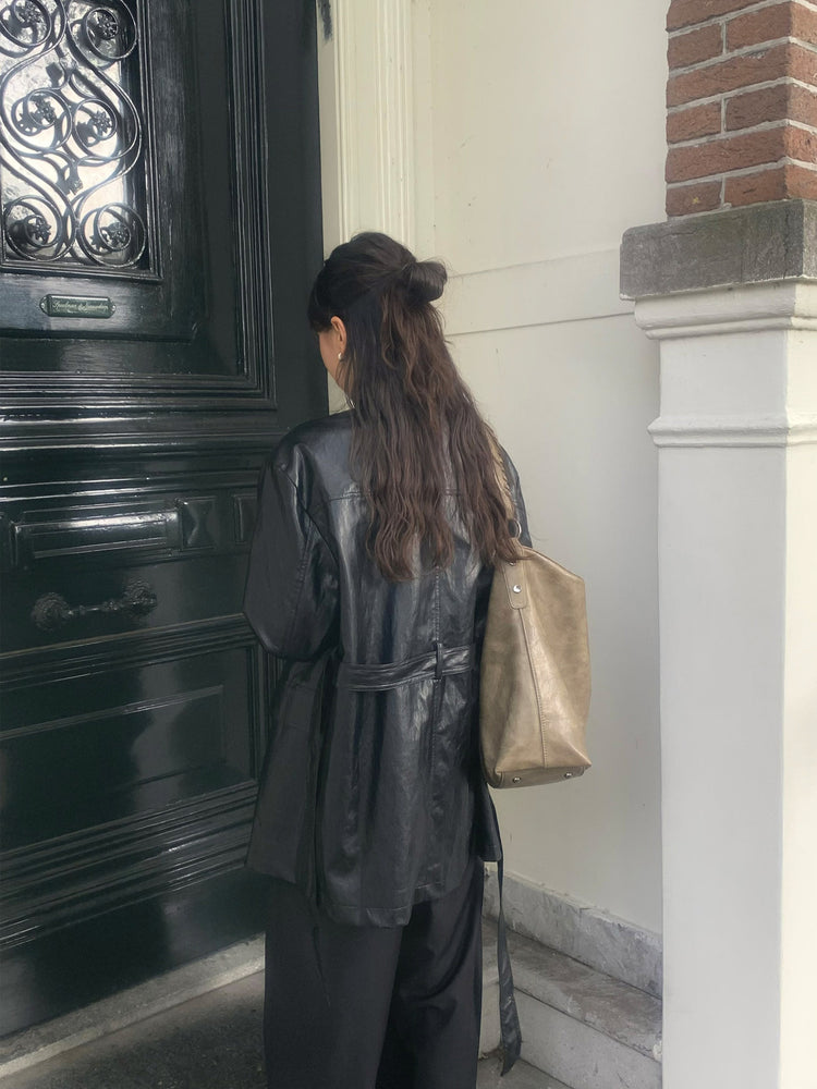 皮質/麂皮質感綁帶西外